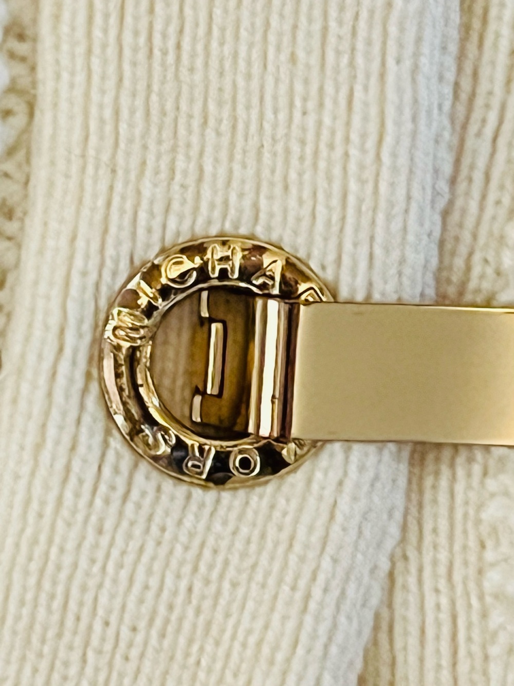 Michael Kors Cream Knit Long Cardigan with Chunky Gold Hardware - Picture 4 of 10